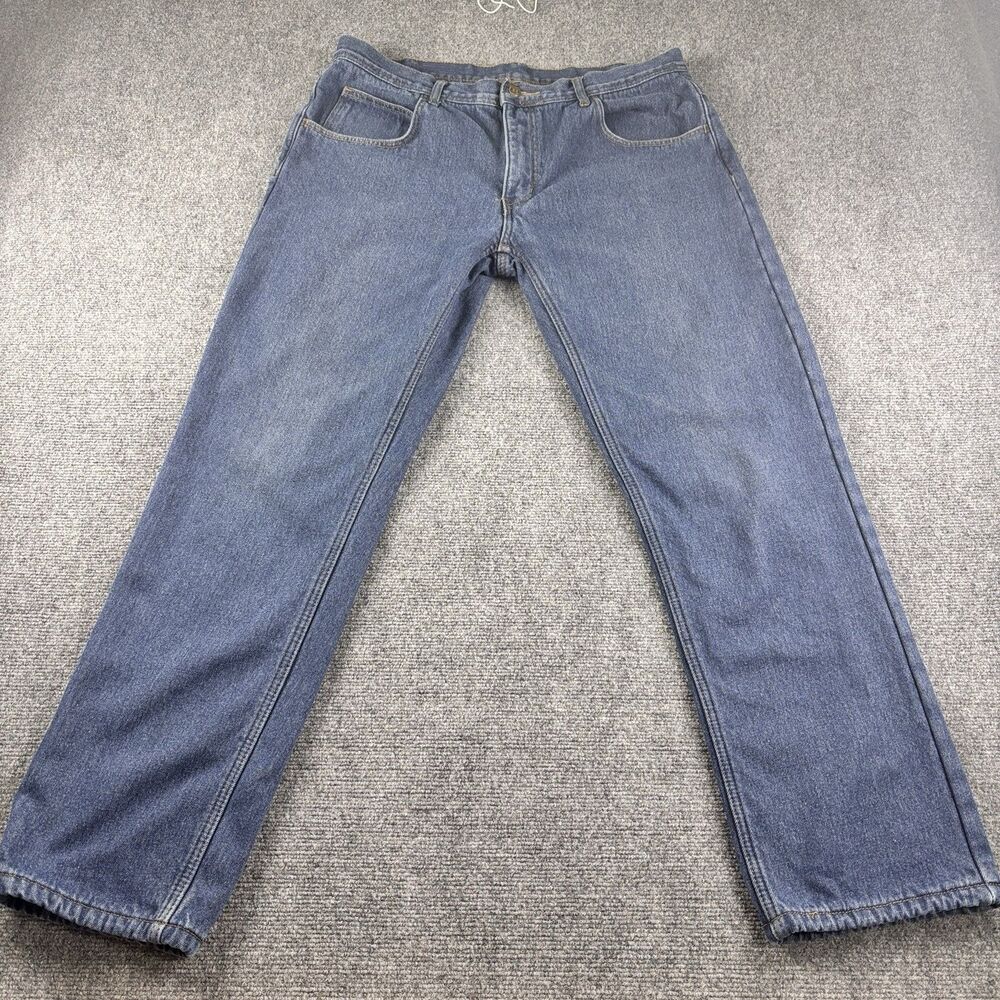 KEY Jeans Mens 36X32 US 36X32 Blue Denim Fleece Lined Work Jeans